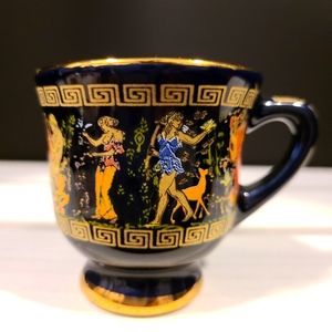 Small Hand Painted in 24 k Gold, Greek Antique Coffee Mug